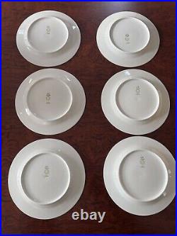 Set Of 6 Jean Pouyat Limoges France The Athena Green & Gold Key Dinner Plates