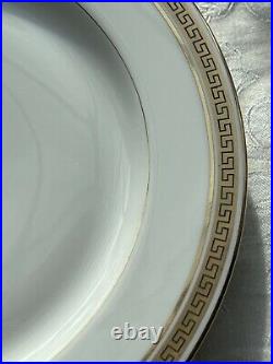 Set Of 6 Jean Pouyat Limoges France The Athena Green & Gold Key Dinner Plates