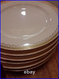 Set Of 6 Minton Burley& Co Chicago Gold Dinner Plates 10 1/8 D