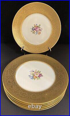 Set Of 6 PICKARD Dinner Plates 11 Gilded, Decorated In U. S. A, Bavaria Bohemia