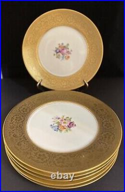 Set Of 6 PICKARD Dinner Plates 11 Gilded, Decorated In U. S. A, Bavaria Bohemia