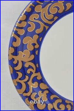 Set Of 6x Varm Ceramica Italy F. Giorgi Royal Blue Gold Scroll Dinner Plate 11'