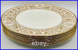 Set Of 7 Elegant Wedgwood Florentine Gold Dinner Plates W4219 Excellent Cond