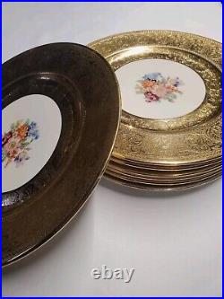 Set Of 7 Royal Bavarian Hutschenreuther Selb Bavaria Plate 10 1/2 22K Gold