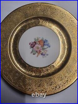 Set Of 7 Royal Bavarian Hutschenreuther Selb Bavaria Plate 10 1/2 22K Gold