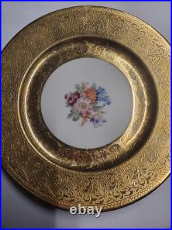 Set Of 7 Royal Bavarian Hutschenreuther Selb Bavaria Plate 10 1/2 22K Gold Enc