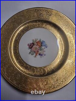 Set Of 7 Royal Bavarian Hutschenreuther Selb Bavaria Plate 10 1/2 22K Gold Enc