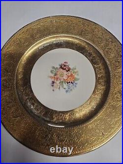 Set Of 7 Royal Bavarian Hutschenreuther Selb Bavaria Plate 10 1/2 22K Gold Enc