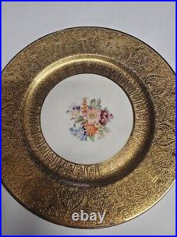 Set Of 7 Royal Bavarian Hutschenreuther Selb Bavaria Plate 10 1/2 22K Gold Enc