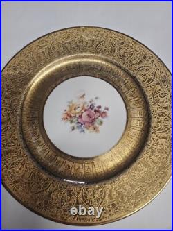 Set Of 7 Royal Bavarian Hutschenreuther Selb Bavaria Plate 10 1/2 22K Gold Enc