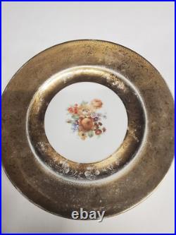 Set Of 7 Royal Bavarian Hutschenreuther Selb Bavaria Plate 10 1/2 22K Gold Enc