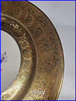 Set Of 7 Royal Bavarian Hutschenreuther Selb Bavaria Plate 10 1/2 22K Gold Enc