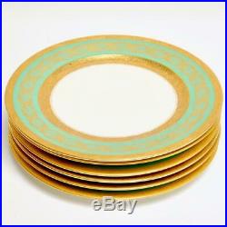 Set Of 8 Jade/cream Gold Encrusted Dinner Plates By Rosenthal For Ovington's