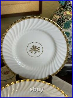 Set Of 8 Minton Dinner Plates Gold Rose 10.5 Made In England
