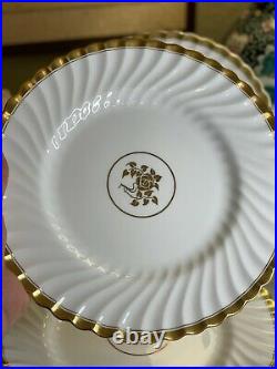 Set Of 8 Minton Dinner Plates Gold Rose 10.5 Made In England