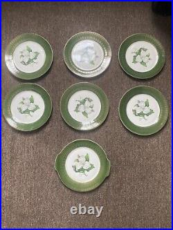 Set Of L'Triomphe Limoges Trillium Forest Green Filigree 22K Gold Dinner Plates