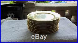 Set of 10 Bohemia for R. H. Macy & Co. Cream & Gold Dinner Plates 11 MINT