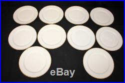 Set of 10 M. Redon 9 3/4 Dinner Plates PL Limoges White, Gold Trim RDN2 C. 1900