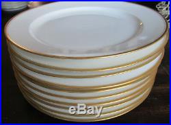 Set of 10 M. Redon 9 5/8 Dinner Plates PL Limoges White, Gold Trim