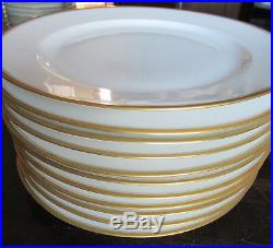 Set of 10 M. Redon 9 5/8 Dinner Plates PL Limoges White, Gold Trim