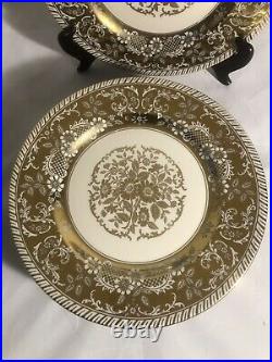 Set of 10 Meriden Connecticut Schuman Plates Gold Floral Dinner Plates 10 1/2
