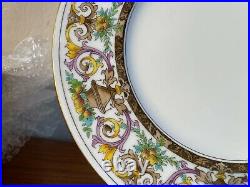 Set of 10 Minton 1920 Dinner Plates Purple Yellow & Brown Urns/Fruit Gold Trim