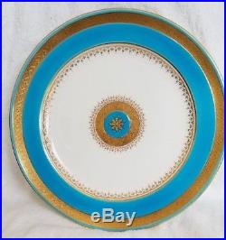 Set of 10 Minton Decorative China Dinner Plates Cobalt White Gold Gilt England