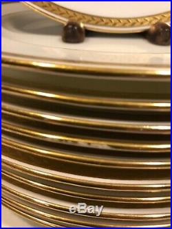 Set of 10 Minton Gold Band Dinner Plates Laurel Leaf & Berry Antique/Vintage