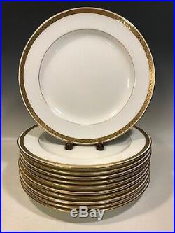 Set of 10 Minton Gold Band Dinner Plates Laurel Leaf & Berry Antique/Vintage
