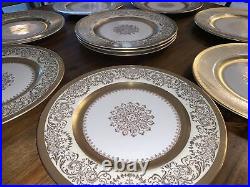 Set of 10 Ovington's Edgerton E209-200 Gold Encrusted Porcelain Dinner Plates