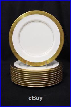 Set of 10 Vintage Mikasa HARROW White, Gold Band 10 5/8 Dinner Plates A1-129