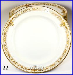 Set of 11 1908 Marked KPM Raised Gold Dinner Plates Each marked, Excellent
