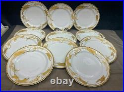 Set of 11 Haviland Limoges CALLA LILY Encrusted Gold Plates 9 3/4