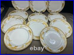 Set of 11 Haviland Limoges CALLA LILY Encrusted Gold Plates 9 3/4