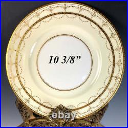 Set of 12 Antique English Minton Raised Gold Enamel Dinner Plates, Excellent