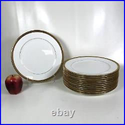 Set of 12 Cauldon Gold Encrusted 10.75 Dinner Plates