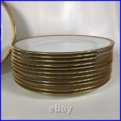 Set of 12 Cauldon Gold Encrusted 10.75 Dinner Plates