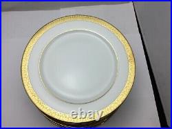 Set of 12 Gold Buffet Royal Gallery Dinner Plates 8.5 Diameter