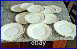 Set of 12 MINTON England BACCLEUCH Dinner Plates Blue & Gold 10.5 MINT