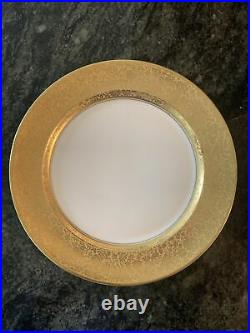 Set of 12 Old Abbey Limoges 9 1/2 Dinner Plates Gold Trim Made in France Stern