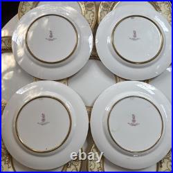 Set of 12 Royal Doulton Gold Encrusted Cream & White 10.5 Dinner Plates c1910 Set of 12 Royal Doulton Gold Encrusted Cream & White 10.5 Dinner Plates c1910