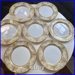 Set of 12 Royal Doulton Gold Encrusted Cream & White 10.5 Dinner Plates c1910 Set of 12 Royal Doulton Gold Encrusted Cream & White 10.5 Dinner Plates c1910