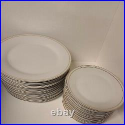 Set of 13 Dinner Plates and 17 Salad Plates Linens-N-Things Gold Banded White