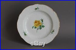 Set of 3 Meissen Yellow Rose & Gold Embossed 8.5 Plates Crossed Swords (A)