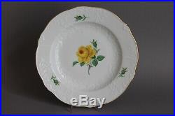 Set of 3 Meissen Yellow Rose & Gold Embossed 8.5 Plates Crossed Swords (A)