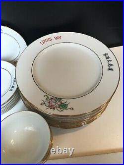 Set of 30 Vintage LOTUS INN YT Decorated in Hong Kong 20 Plates 10 Bowls Gold Tr