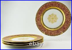 Set of 4 11 Heinrich & Co. Maroon & Gold Dinner Plates Pattern 6304 SB58