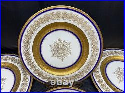 Set of 4 Bern Lan COBALT / GOLD Fine China Dinner Plates 10 3/4