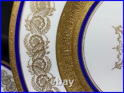 Set of 4 Bern Lan COBALT / GOLD Fine China Dinner Plates 10 3/4