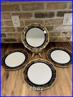 Set of 4 Echt Weimer Kobalt Katharina 20003 Blue Gold 10.5 Dinner Plates